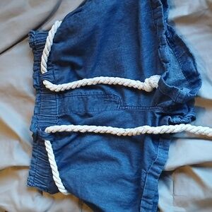 Haute Monde Blue Elastic Waist Shorts with Rope Accent